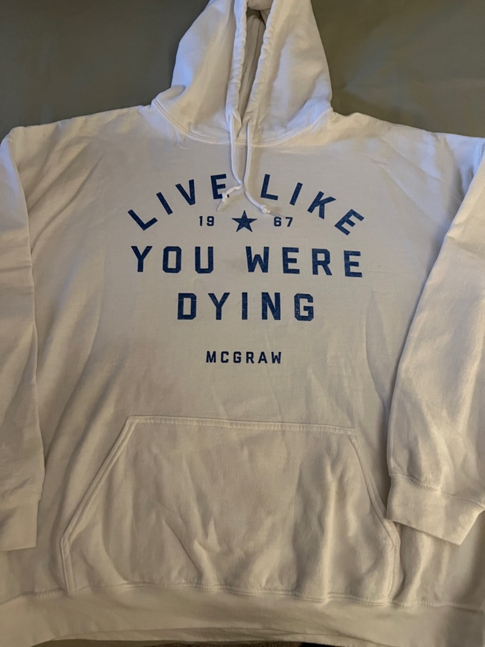 Tim McGraw White Pullover Hoodie with Logo Print